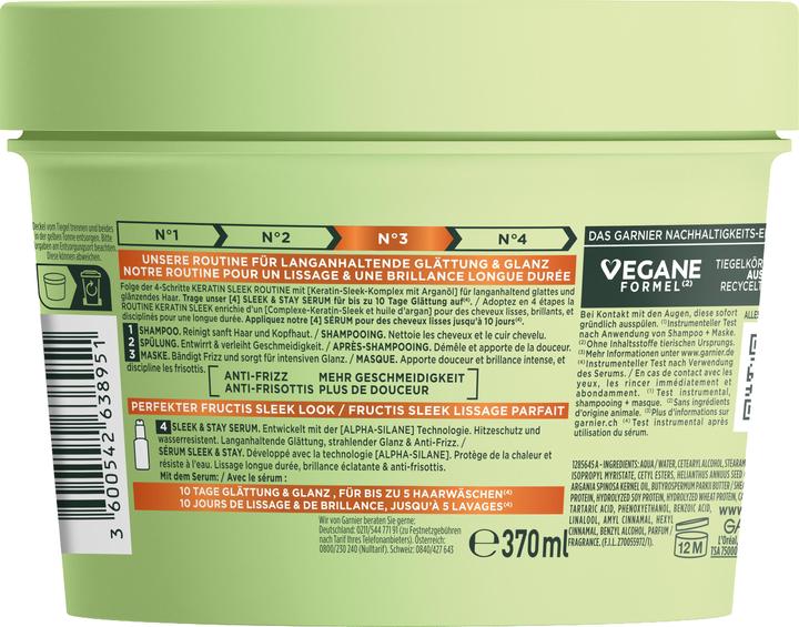Valori nutrizionali e ingredienti Garnier Keratin Sleek (370 ml)