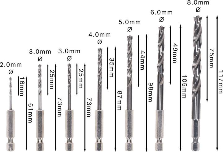 Productafbeelding Bosch Professional Zubehör Houtdraaiboor (6 mm, 3 mm, 5 mm, 8 mm, 2 mm, 4 mm)