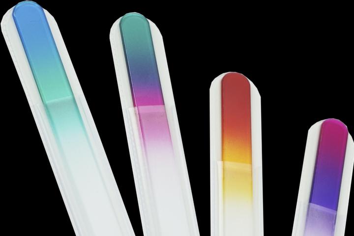 Produktbild Glasfeile - doppelseitig, geätzt in gehärtetem Glas, 4 Farben sortiert, Länge: 13,5cm