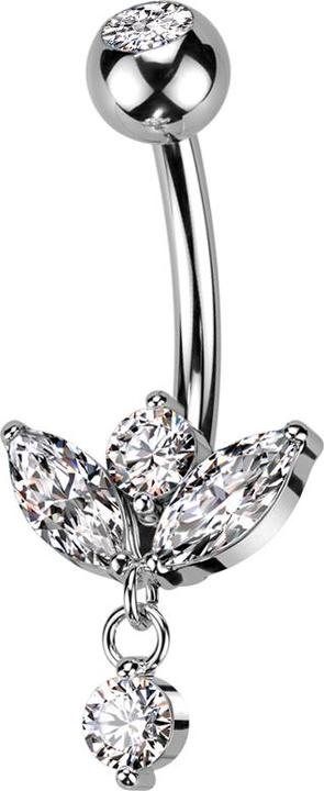 Hollywood Body Jewelry Banane silber mit Kugel Kristall silber Spross Anhänger Kristall (Chirurgenstahl 316L, Messing)