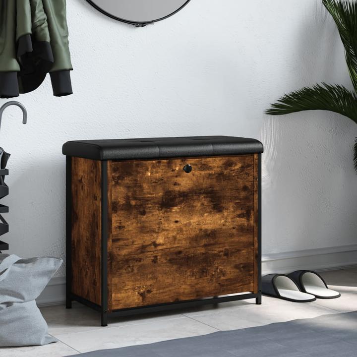 Productafbeelding VidaXL Schoenbank met klep gerookt eiken 62x32x56 cm,Bank:,Kleur (62 x 32 x 56 cm)