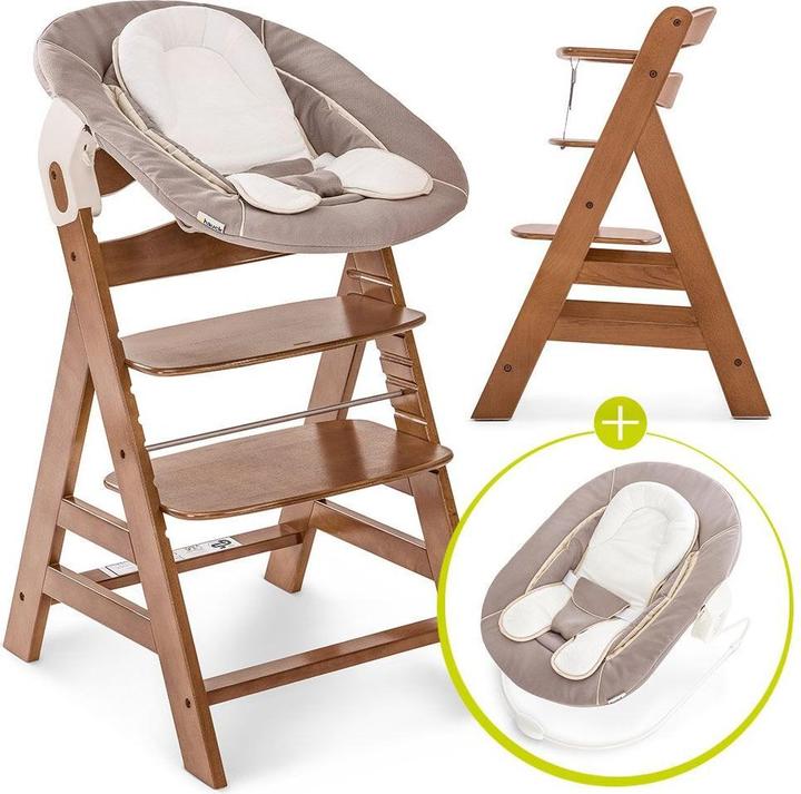 Actual product image Hauck Highchairs Alpha Plus Walnut Newborn Set - 3-piece highchair (Highchair)