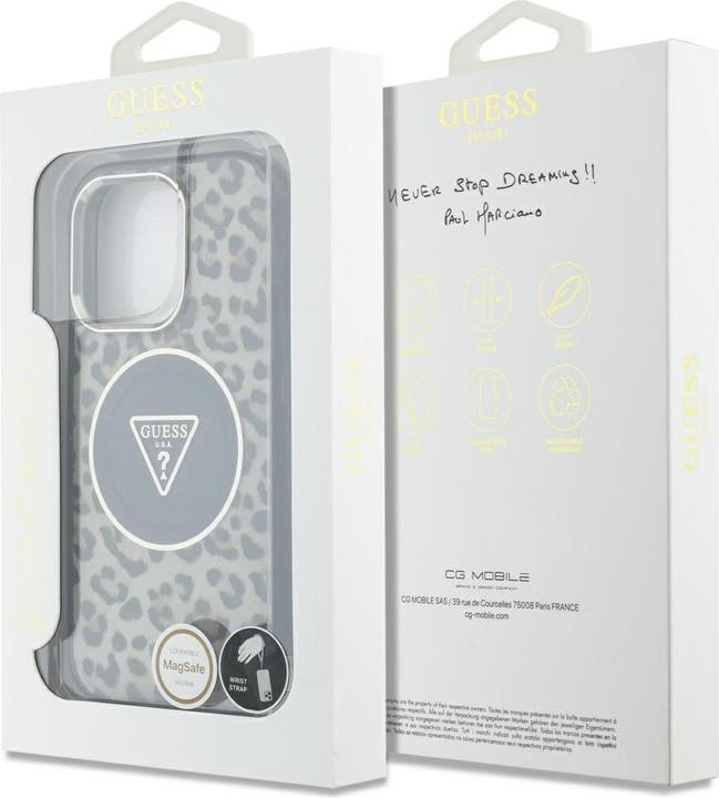 Productafbeelding Guess HC IML Luipaard Driehoek Snoerband MagSafe Case voor iPhone 16 Pro - Bruin (Apple iPhone 16 Pro)