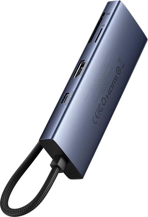 Actual product image Baseus Hub 7in1 UltraJoy, USB-C - HDMI, 3xUSB 3.0, PD, SD/TF (grey) (USB-C, 7 Ports)