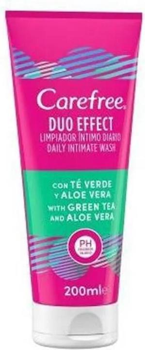 Actual product image Carefree Duo Effect Intimate Cleanser Green Tea & Aloe Vera 200ml (200 ml, Intimate washing lotion)