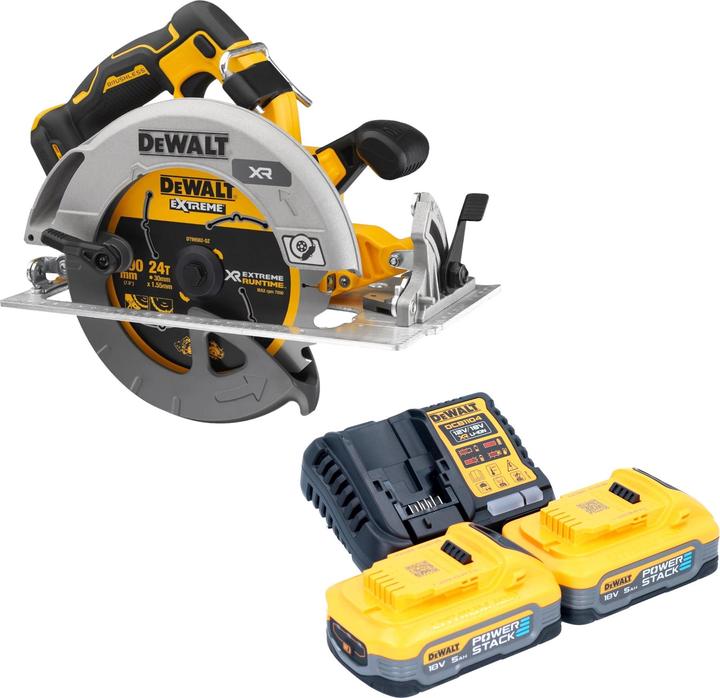DeWalt DCS 573 H2 Akku Handkreissäge 18 V 190 x 30 mm Brushless + 2x Akku Powerstack 5,0 Ah +