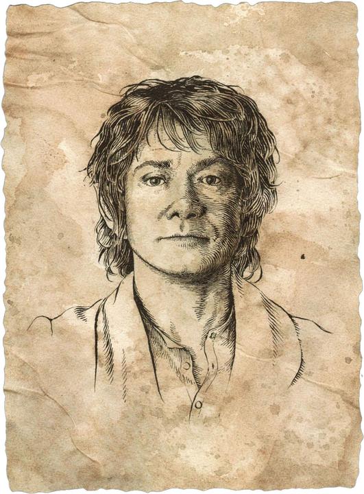 Immagine prodotto Weta Workshop Il Signore degli Anelli - Ritratto della statua di Bilbo Baggins Stampa d'arte (21 x 28 cm)