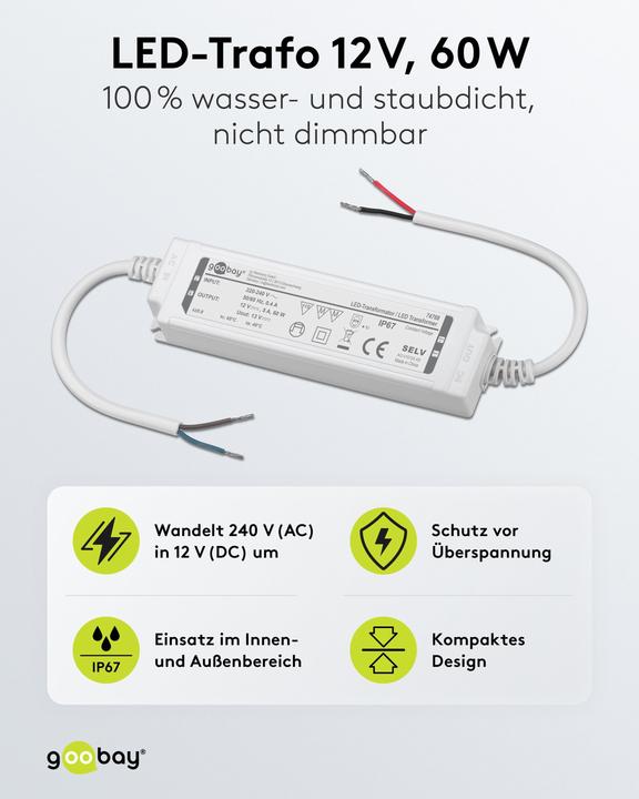 Produktbild Goobay LED-Trafo 12 V DC, 60 W, IP67