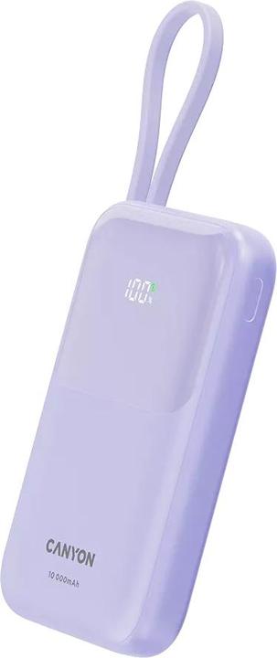 Actual product image Canyon power bank OnPower 101 built-in cable 10000 mAh PD22.5W Purple (10000 mAh, 22.50 Wh)