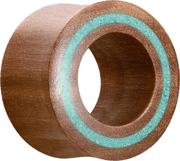 Star Piercing Flared Tunnel Türkis Rand aus Sawo Holz (ohne Messing, Organisch)