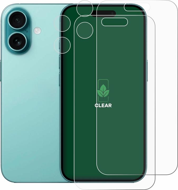 Actual product image ScreenLeaf Protective film sustainable screen protector screen protector film clear transparent (2 Piece, Apple iPhone 16)