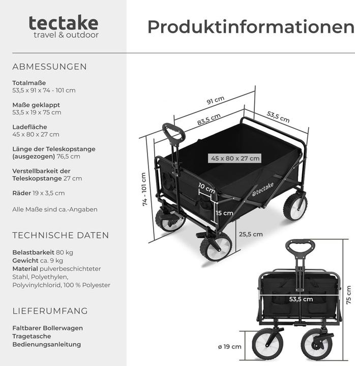 Actual product image tectake Foldable Leon handcart with brakes