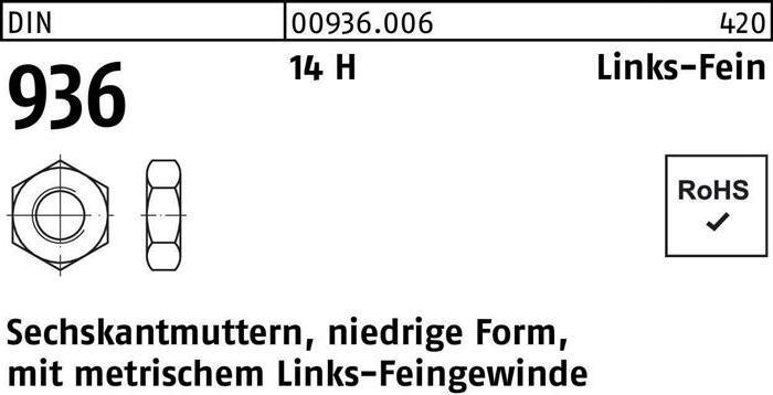 Productafbeelding Zeskantmoer DIN 936 links M 20 x 1.5 -LH 14 H (M20)