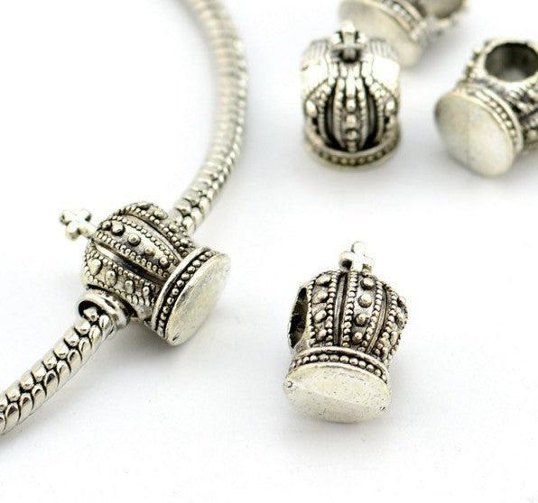 Hermex Queen Krone Bead Perle - Silbrig (Zink-Legierung)