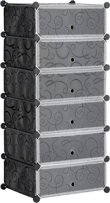 Produktbild Swisshandel24 Schuhregal Aufbewahrungbox DIY Steckregal für 6 Paar Schuhe Schuhkarton für Flur Kunststoff Stahl Sc (49 x 36.5 x 108 cm)