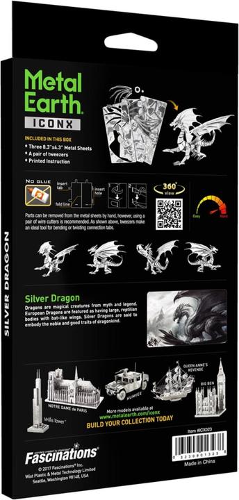 Immagine prodotto Metal Earth Kit Iconx Drago d'argento