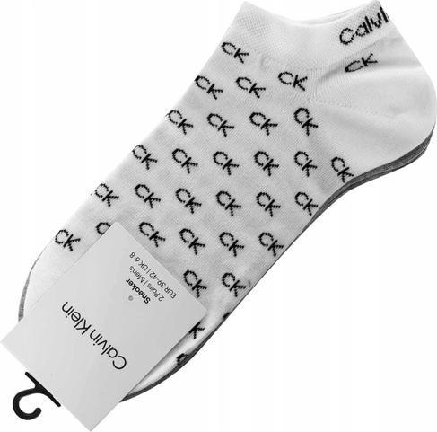 Produktbild Calvin Klein Mens All Over CK Logo Men's Liner Socks 2 Pack Sneaker, White, 39/42 (39 - 42)