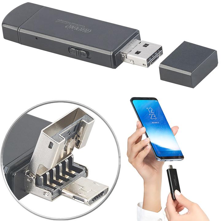 Produktbild Auvisio 2in1-USB-Stick & Voice-Recorder (8 GB, USB-A, USB-C)