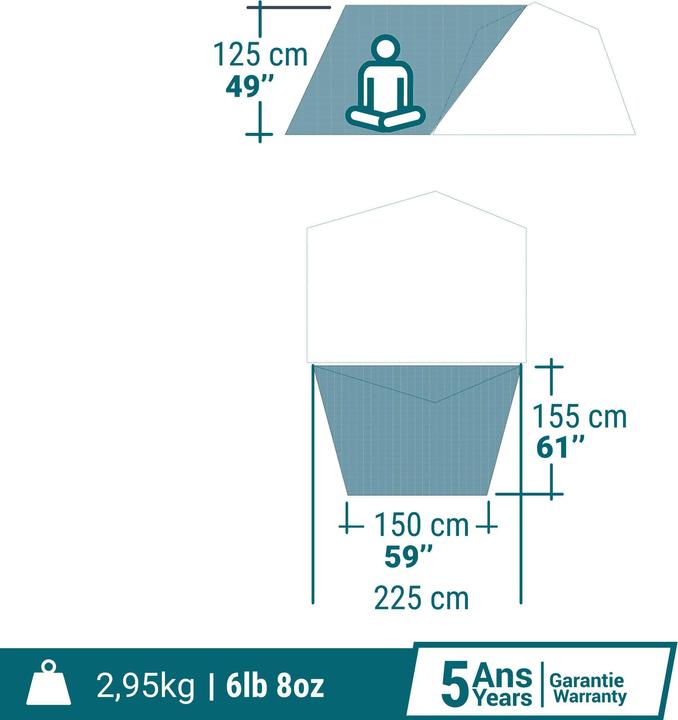 Produktbild Quechua 2 Seconds Easy (Vorzelt, 2.70 kg, 2 Personen)