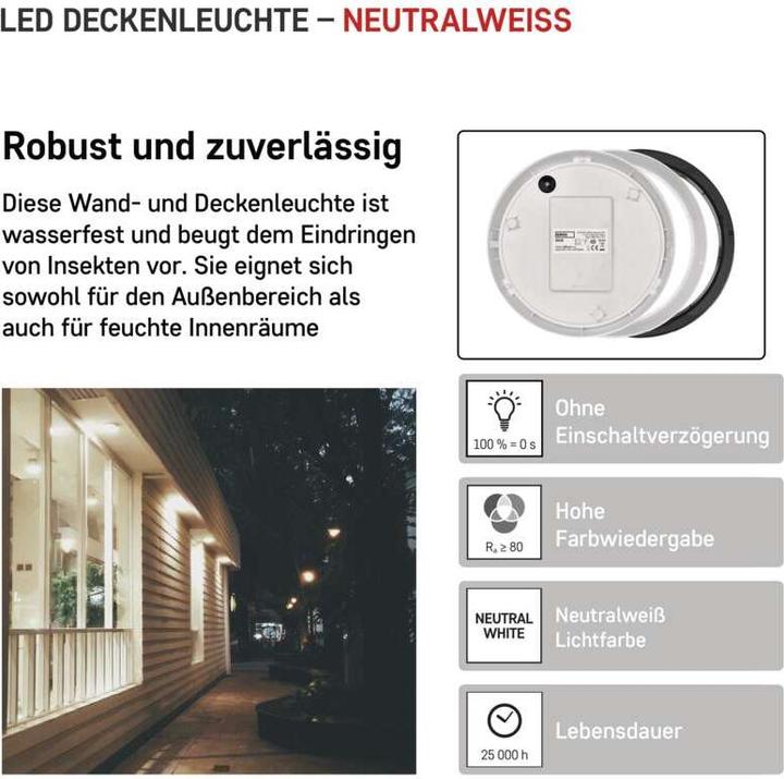 Image du produit Emos Plafonnier LED rond, noir/blanc. 14W blanc neutre (1100 lm)
