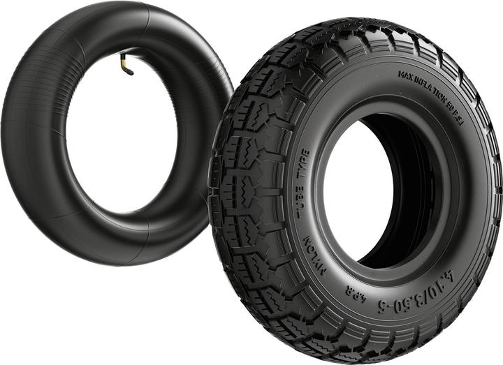 Actual product image Wiltec Tyre for lawn mower 11x4.10/3.50-5 4pr with innner tube and curved valve stem garden tractor (Lawn tractor, Garden machinery spare parts)
