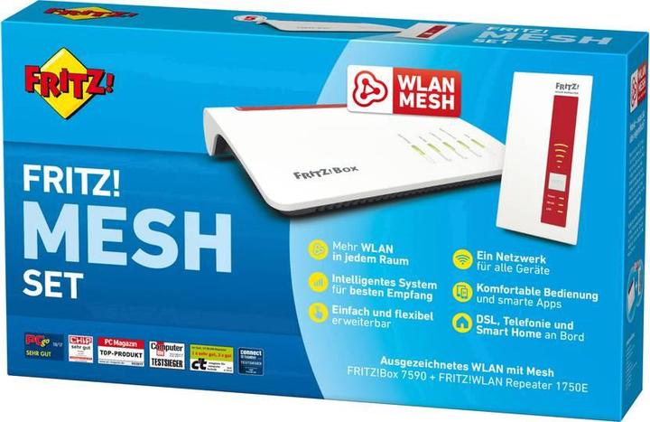 Immagine prodotto AVM Fascio di maglie FRITZ!mesh: Box 7590 + Ripetitore 1750E Versione IT