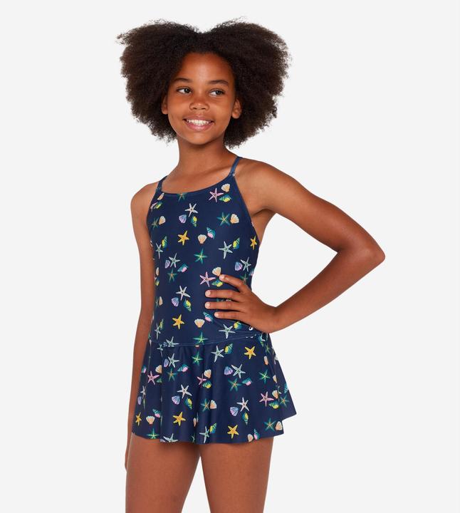 Image du produit Nabaiji Maillot de bain 1 pièce jupette natation Fille - 100 Lila bleu (6, 7, 8)