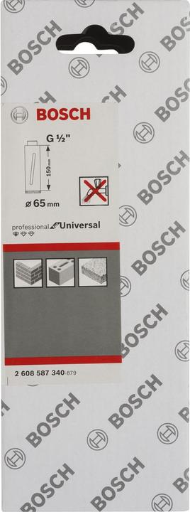 Produktbild Bosch Professional Zubehör Diamanttrockenbohrkrone G 1/2-Zoll, Standard for Universal, 65mm, 150mm, 4, 7mm (65 mm)