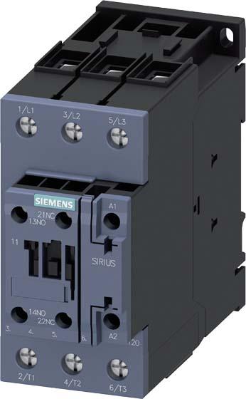 Actual product image Siemens Contactor, AC-3e, 65 A/30 kW/400V, 3-pole, AC/DC 20-33V, 1S+1NC, screw connection 3RT20371NB301AA0
