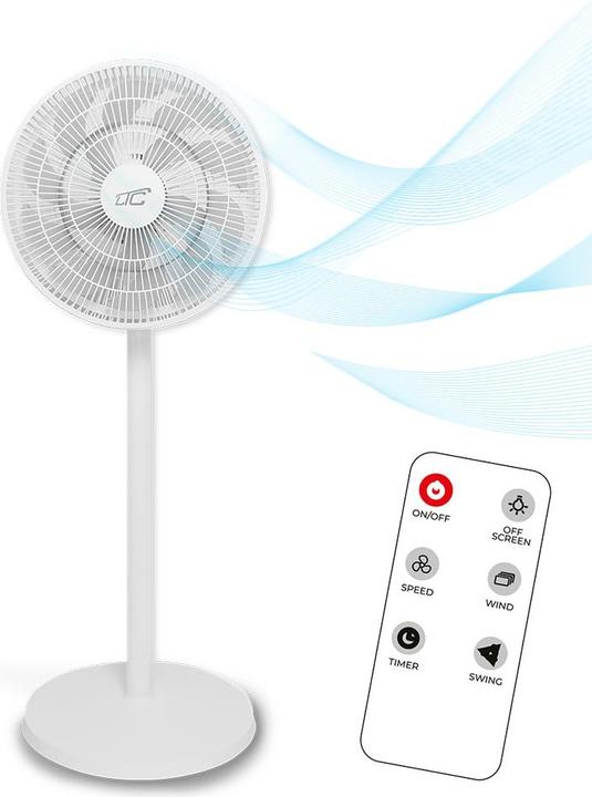 Produktbild LTC Standing Fan WT112 45W 12" digital display, remote, oscillation, white