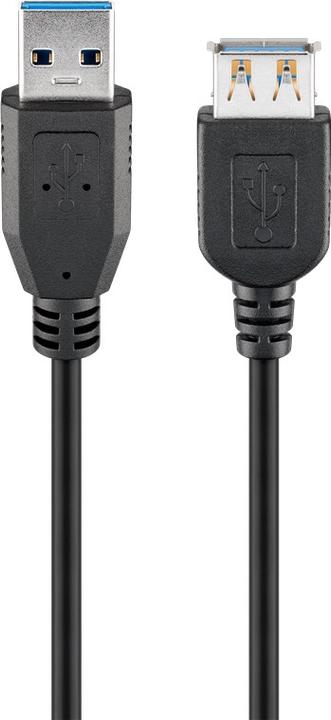 Produktbild Goobay USB-Verlängerungskabel, USB 3.0, m, schwarz (2 m, USB 3.0, 15 W)