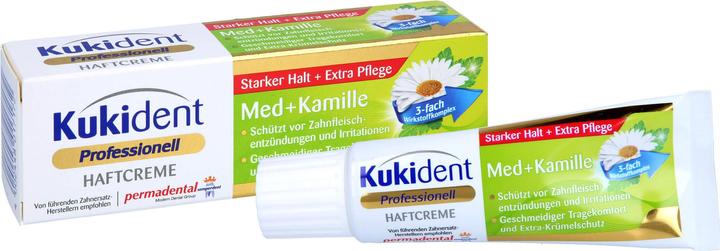 Productafbeelding Kukident Kleefcrème Med + Kamille extra sterke fixatie, 40 g crème