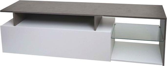 Image du produit Mendler Rack TV HWC-L35, bois 47x170x40cm Compartiment de rangement, aspect béton blanc (47 x 170 x 40 cm)