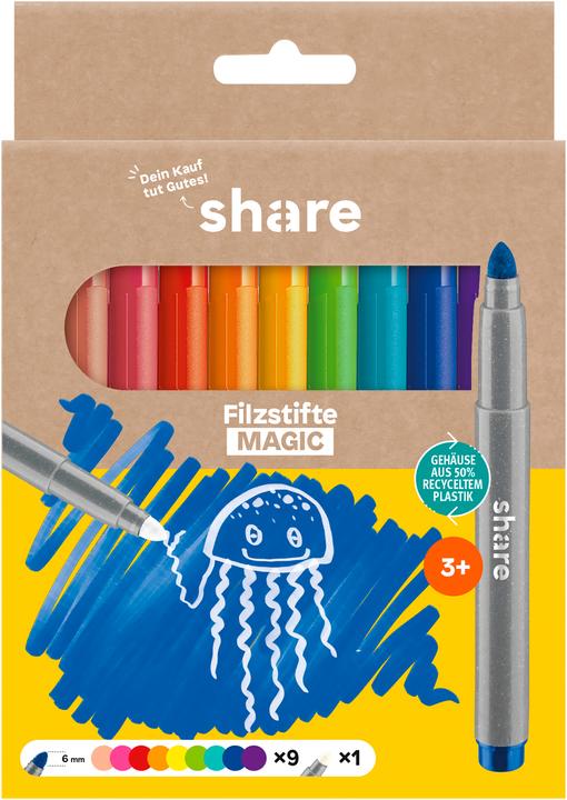 Actual product image Share Fibre-tip pens 4-0005-10 salmon, magenta, red, orange, yellow, green (Multinational, 10 x)