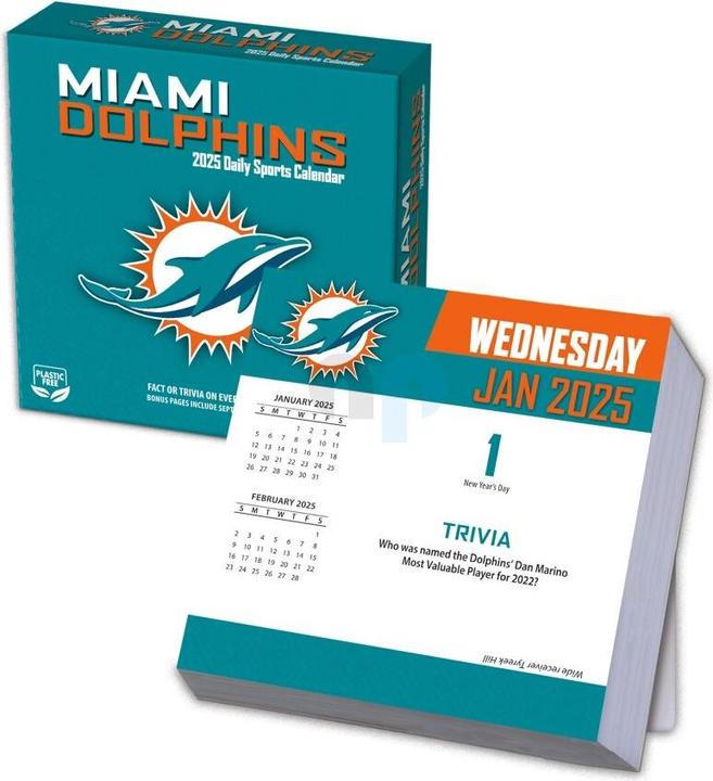 Image du produit NFL - Miami Dolphins - Calendrier de bureau 2025 (Espagnol, Italien, Anglais, Allemand, Français)