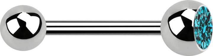 Star Piercing Barbell silber mit Kugel und Kugel Kristall aqua (ohne Messing, Titan G23)