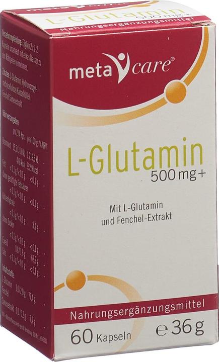 Actual product image Meta Care L-Glutamine capsule 500 mg (60 Piece, Capsules, 60 g)
