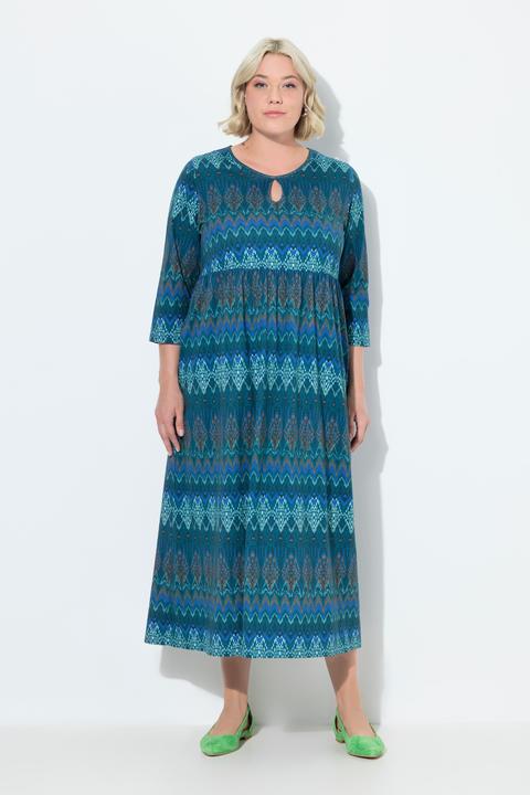 Produktbild Ulla Popken Jerseykleid, A-Linie, Tropfen-Ausschnitt, 3/4-Arm (60)