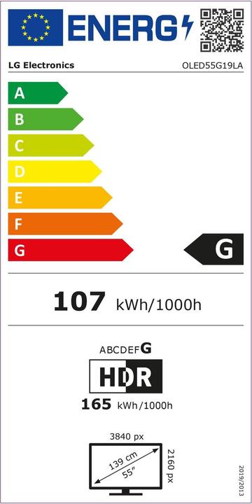 Energie-Label LG OLED55G19 (55", OLED, 4K, 2021)
