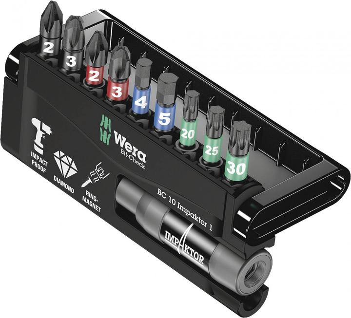Wera Bit-Check 10 Impaktor 1 (PH, Hexagon, TORX® BO, PZ, 1/4 in external hexagon)