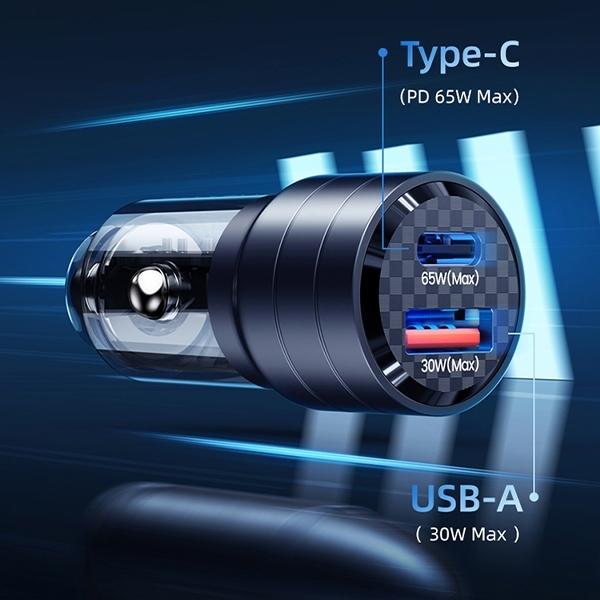 Produktbild Usams Ład. sam. C36 USB+USB-C 95W Fast Charge fioletowy/purple CC176CC02 (US-CC176)