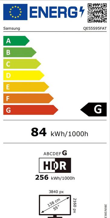 Label énergétique Samsung QE55S95F (55", S95F, OLED, 4K, 2025)