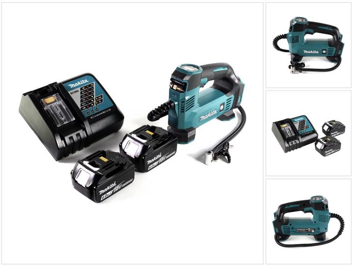 Actual product image Makita DMP 180 RG Battery compressor 18 V 8.3 bar + 2x battery 6.0 Ah + charger (8.30 bar, 12 l)