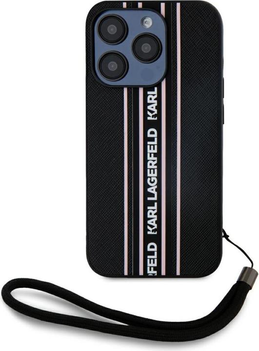 Actual product image Karl Lagerfeld PU Saffiano Athleisure Stripe and Strap Case for iPhone 15 Pro Pink (Apple iPhone 15 Pro)