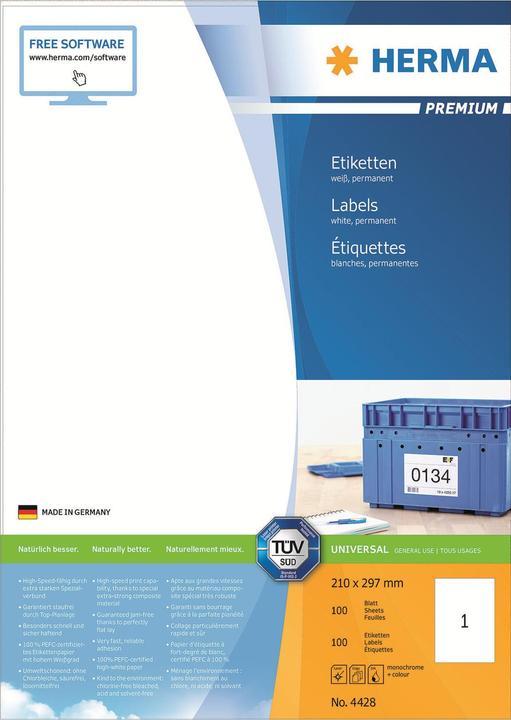 Produktbild HERMA Universal Etiketten A4