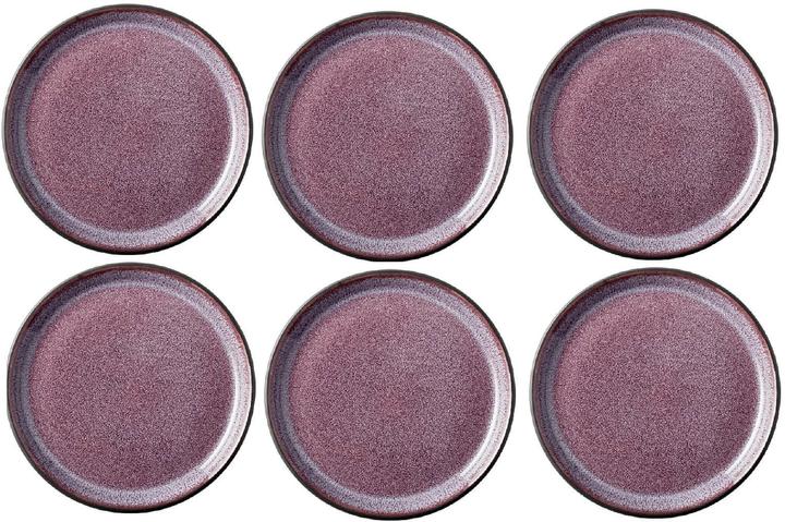 Bitz Assiettes à déjeuner et à dessert 6 pièces, Violet/Noir (1 x, 17 cm)