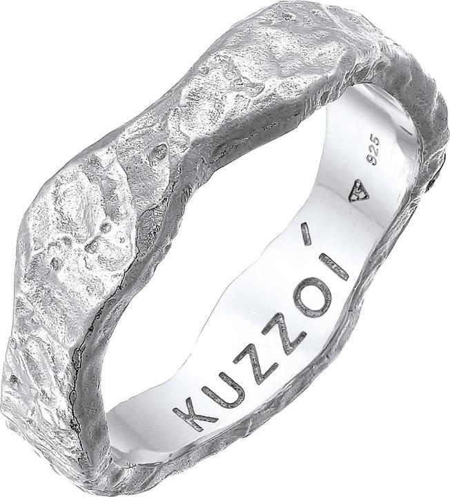 Kuzzoi Ring Herren Bandring Organic Struktur 925 Silber (60, 925 Silber)