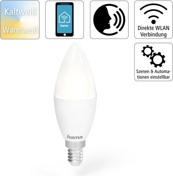 Produktbild Hama WLAN LED-Lampe (E14, 5.50 W, 470 lm, 1 x, A)