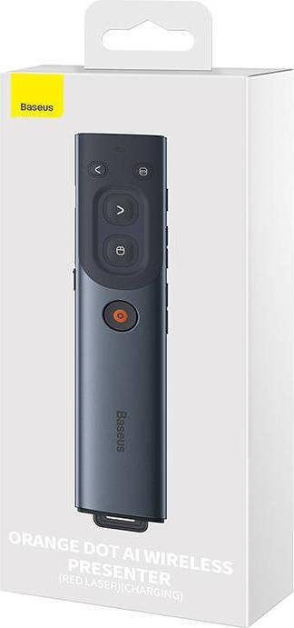 Actual product image Baseus Orange Dot Multifunctional remote control for presentation, with a red laser pointer - grey