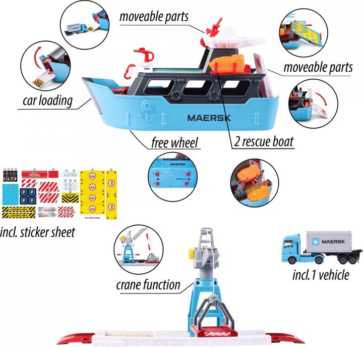 Productafbeelding Majorette Creatix Logistiek Vrachtschip+1 voertuig